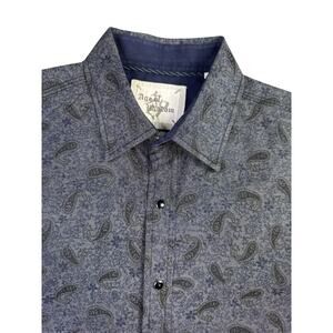 Age of Wisdom Men Large long-sleeve western shirt Paisley Print black pearl snap